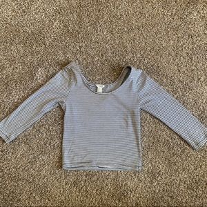 Striped 3/4 Sleeve Crop Top